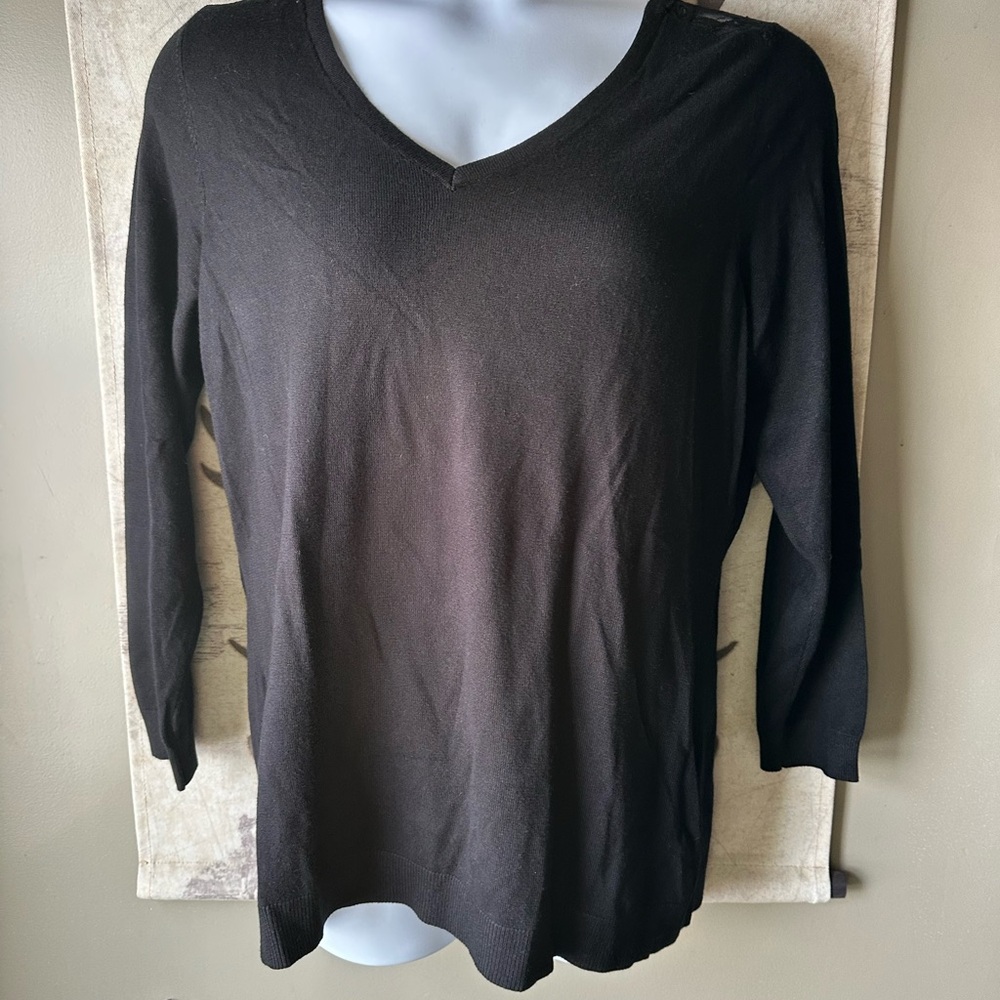 Torrid Black Long Sleeve V-Neck Top